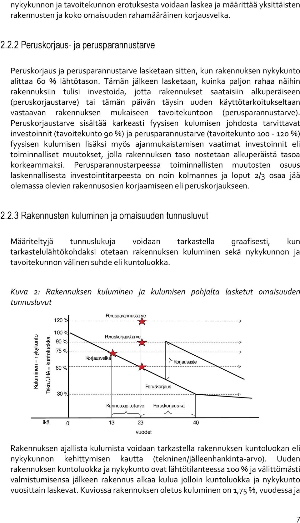 Tämän jälkeen lasketaan, kuinka paljon rahaa näihin rakennuksiin tulisi investoida, jotta rakennukset saataisiin alkuperäiseen (peruskorjaustarve) tai tämän päivän täysin uuden käyttötarkoitukseltaan