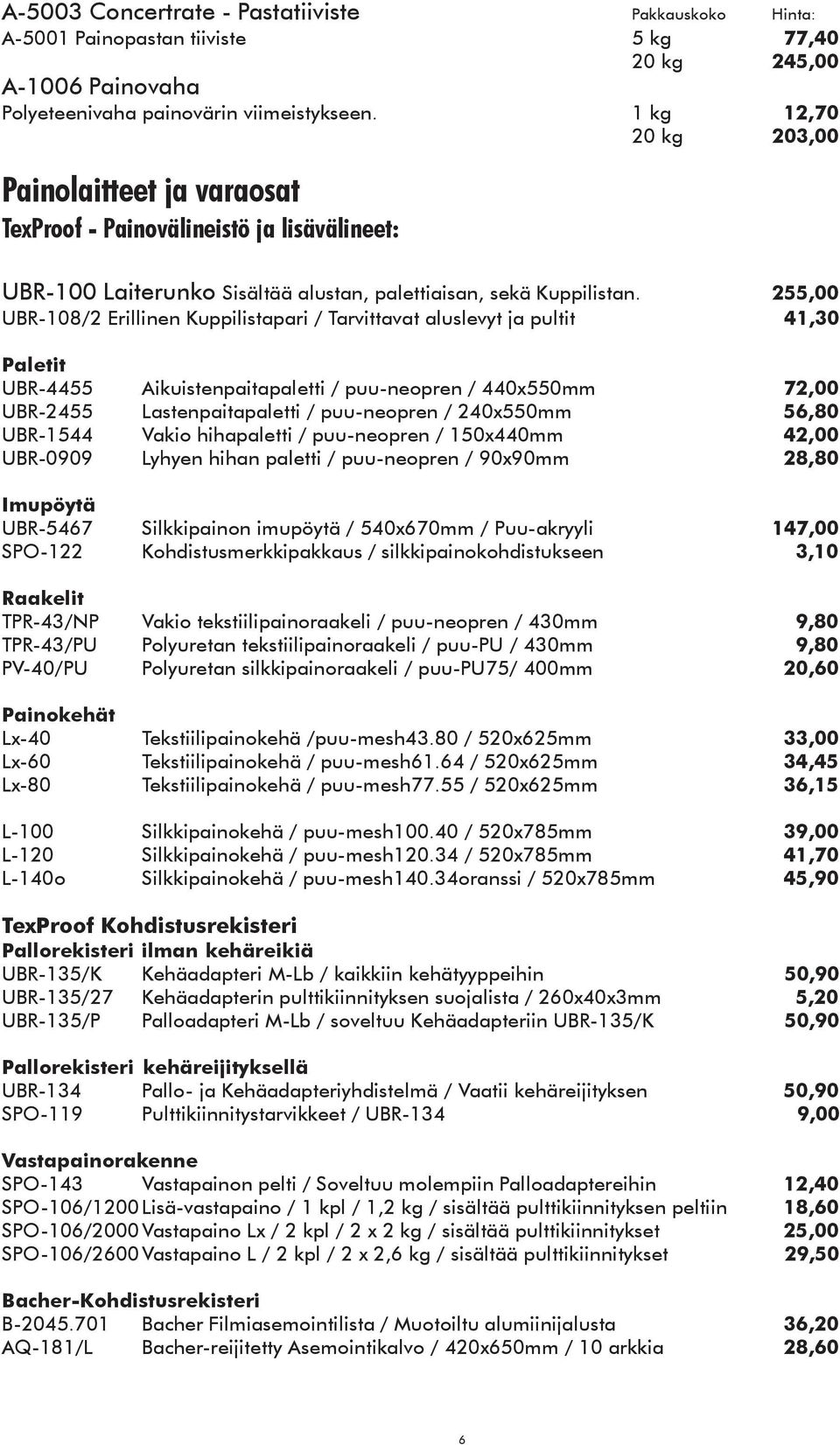 255,00 UBR-108/2 Erillinen Kuppilistapari / Tarvittavat aluslevyt ja pultit 41,30 Paletit UBR-4455 Aikuistenpaitapaletti / puu-neopren / 440x550mm 72,00 UBR-2455 Lastenpaitapaletti / puu-neopren /