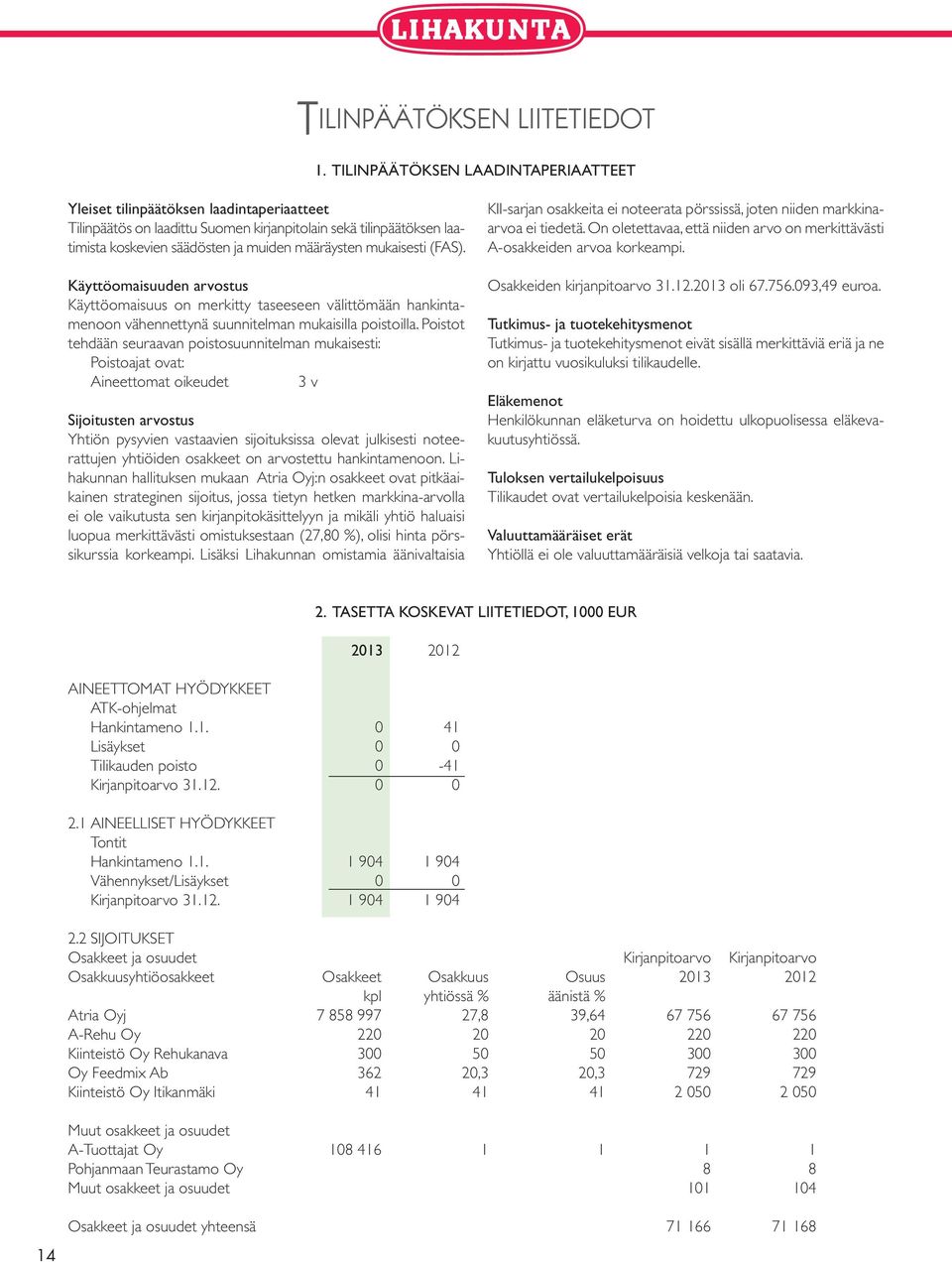 mukaisesti (FAS). Käyttöomaisuuden arvostus Käyttöomaisuus on merkitty taseeseen välittömään hankintamenoon vähennettynä suunnitelman mukaisilla poistoilla.