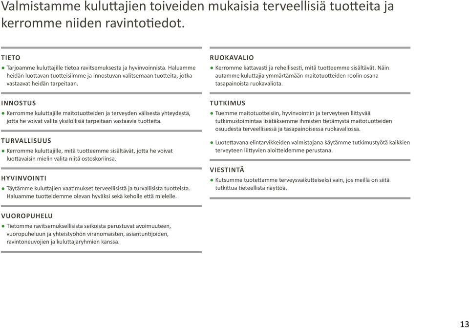 INNOSTUS Kerromme kuluttajille maitotuotteiden ja terveyden välisestä yhteydestä, jotta he voivat valita yksilöllisiä tarpeitaan vastaavia tuotteita.