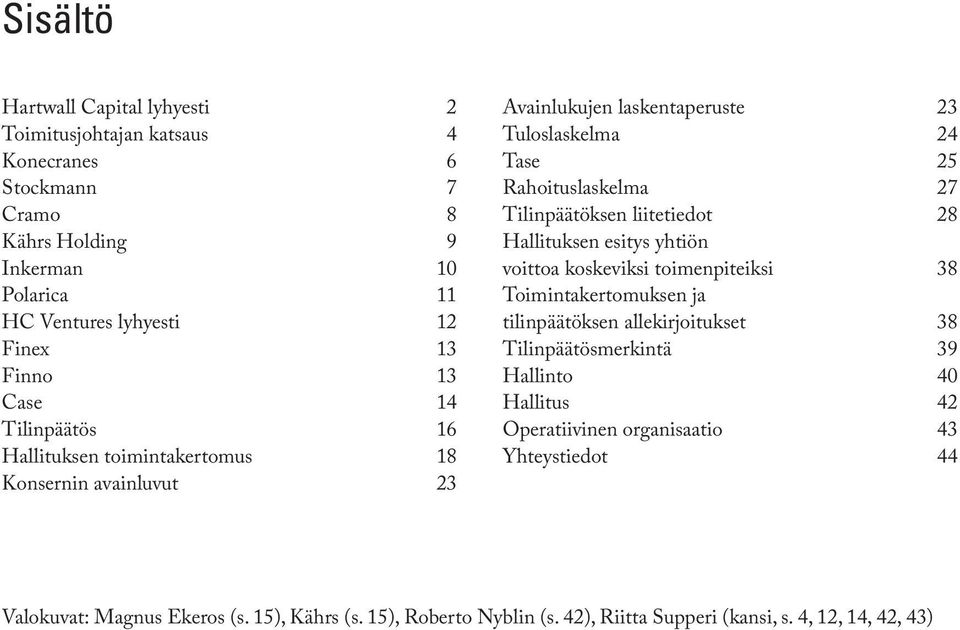 Tilinpäätöksen liitetiedot 28 Hallituksen esitys yhtiön voittoa koskeviksi toimenpiteiksi 38 Toimintakertomuksen ja tilinpäätöksen allekirjoitukset 38 Tilinpäätösmerkintä 39