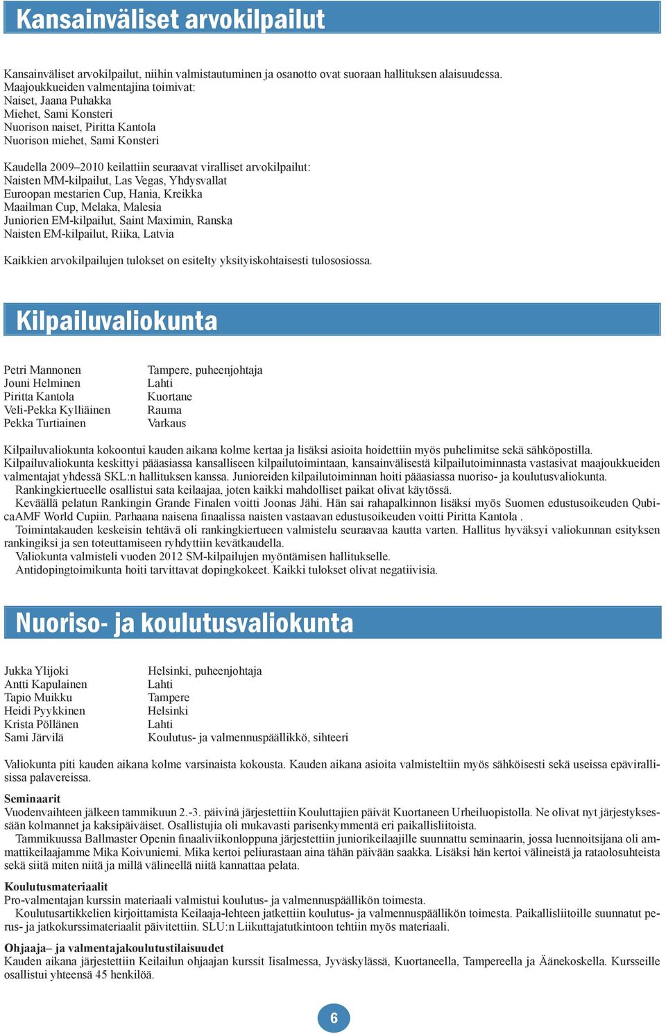 arvokilpailut: Naisten MM-kilpailut, Las Vegas, Yhdysvallat Euroopan mestarien Cup, Hania, Kreikka Maailman Cup, Melaka, Malesia Juniorien EM-kilpailut, Saint Maximin, Ranska Naisten EM-kilpailut,