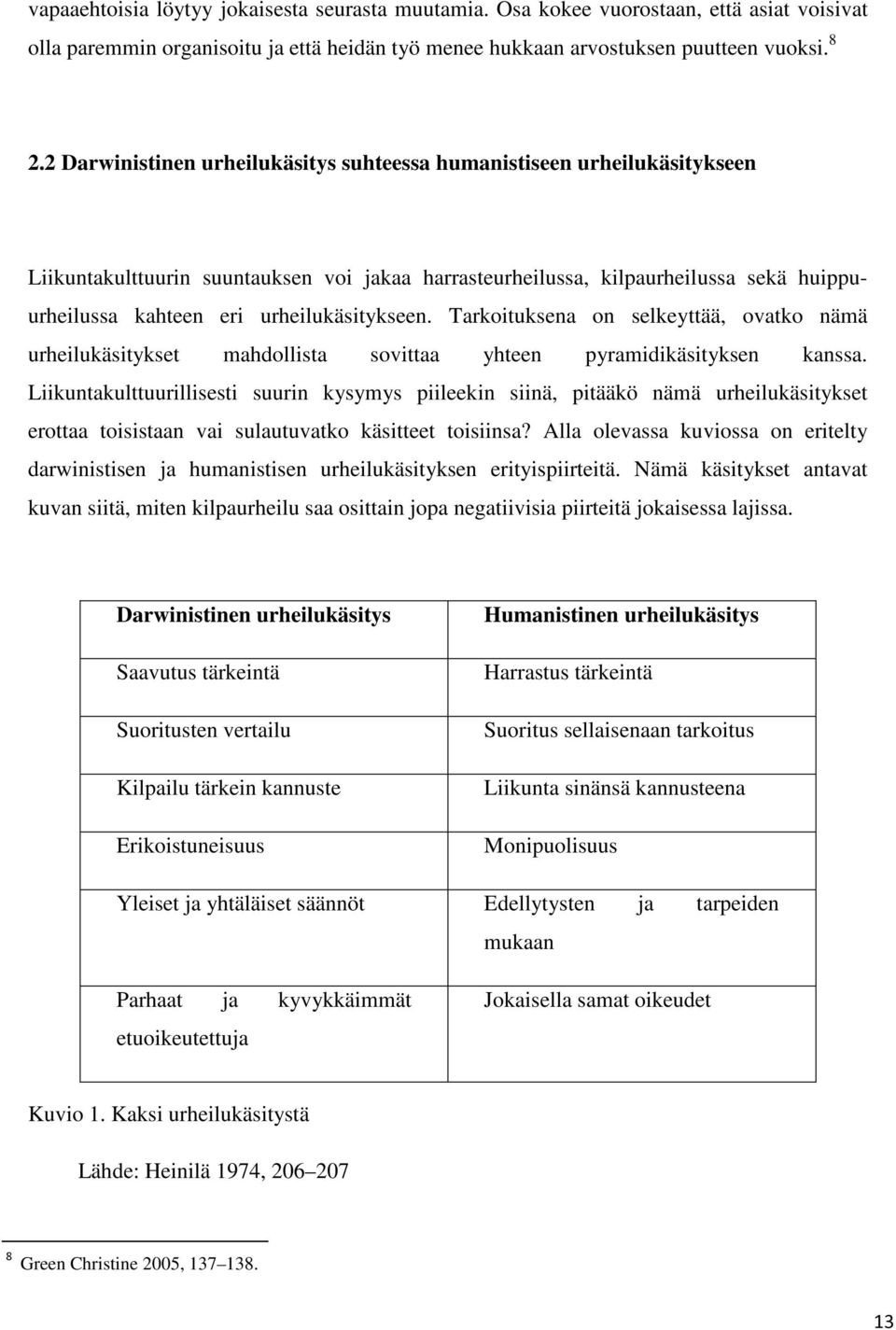 urheilukäsitykseen. Tarkoituksena on selkeyttää, ovatko nämä urheilukäsitykset mahdollista sovittaa yhteen pyramidikäsityksen kanssa.