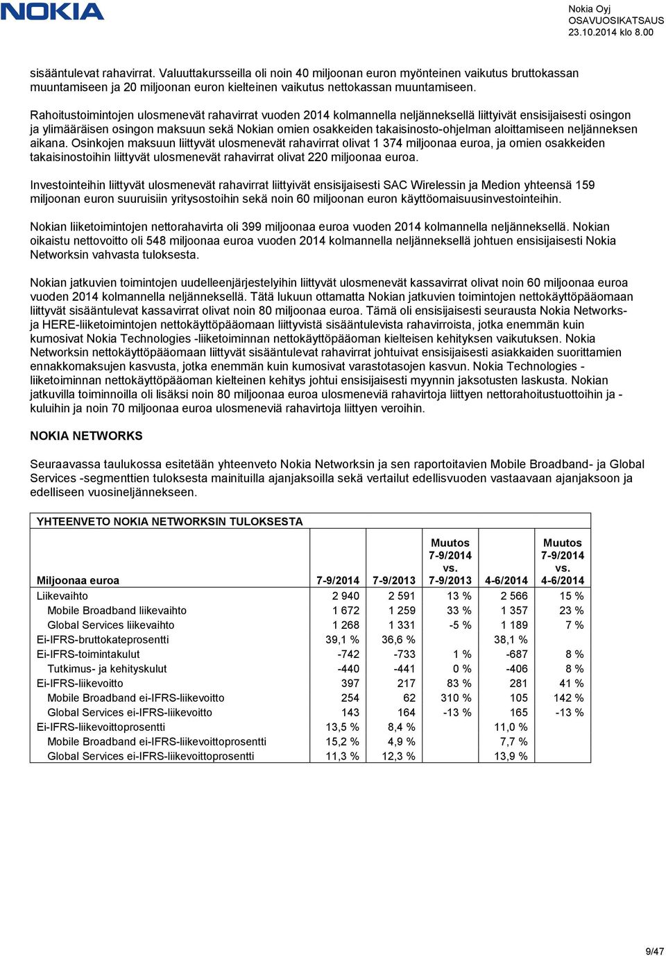 aloittamiseen neljänneksen aikana.