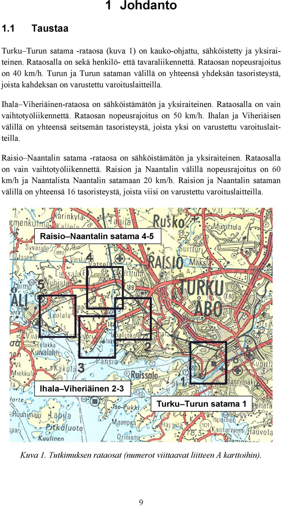 Rataosalla on vain vaihtotyöliikennettä. Rataosan nopeusrajoitus on 50 km/h. Ihalan ja Viheriäisen välillä on yhteensä seitsemän tasoristeystä, joista yksi on varustettu varoituslaitteilla.