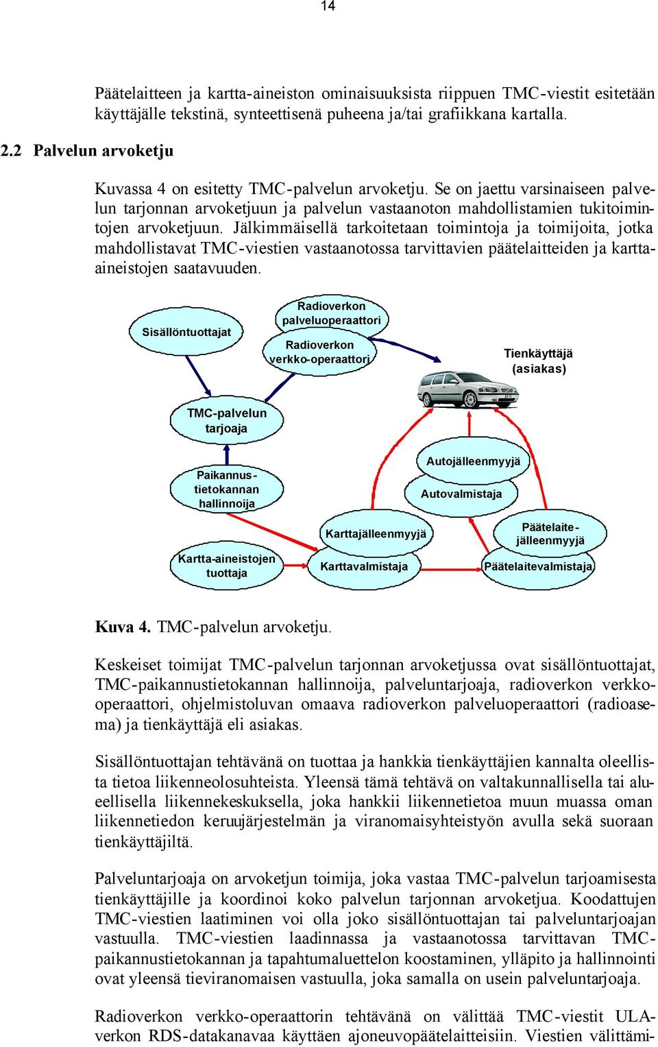 Jälkimmäisellä tarkoitetaan toimintoja ja toimijoita, jotka mahdollistavat TMC-viestien vastaanotossa tarvittavien päätelaitteiden ja karttaaineistojen saatavuuden.