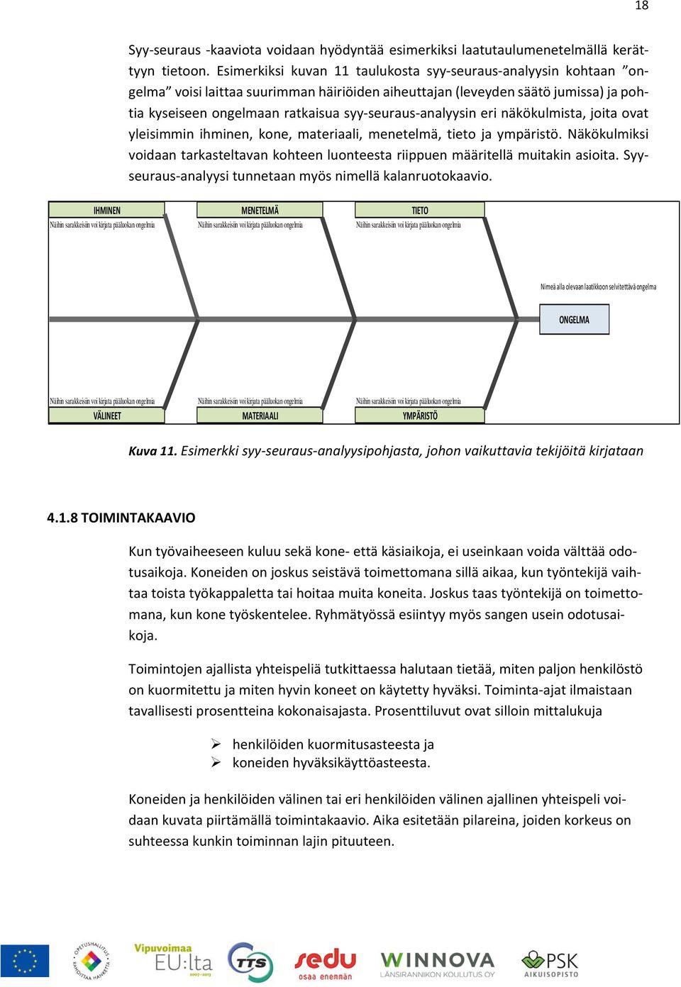 analyysin eri näkökulmista, joita ovat yleisimmin ihminen, kone, materiaali, menetelmä, tieto ja ympäristö. Näkökulmiksi voidaan tarkasteltavan kohteen luonteesta riippuen määritellä muitakin asioita.