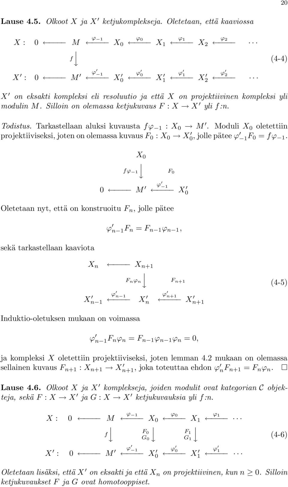 Silloin on olemassa ketjukuvaus F : X X yli f:n. Todistus. Tarkastellaan aluksi kuvausta fϕ 1 : X 0 M.