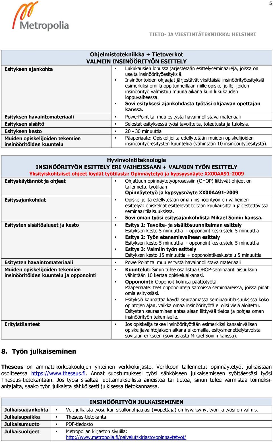 loppuvaiheessa. Sovi esityksesi ajankohdasta työtäsi ohjaavan opettajan kanssa.