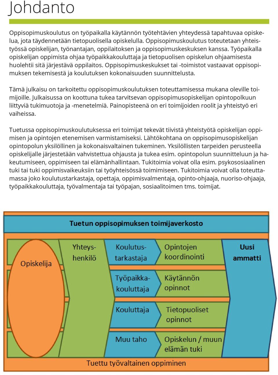 Työpaikalla opiskelijan oppimista ohjaa työpaikkakouluttaja ja tietopuolisen opiskelun ohjaamisesta huolehtii sitä järjestävä oppilaitos.