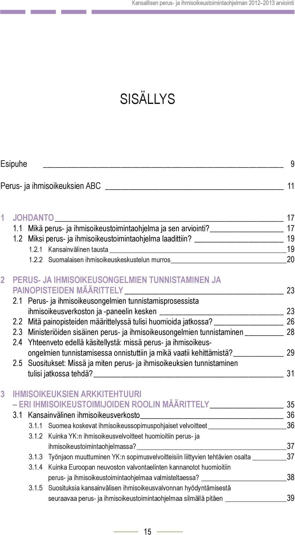 1 Perus- ja ihmisoikeusongelmien tunnistamisprosessista ihmisoikeusverkoston ja -paneelin kesken 23 2.2 Mitä painopisteiden määrittelyssä tulisi huomioida jatkossa? 26 2.