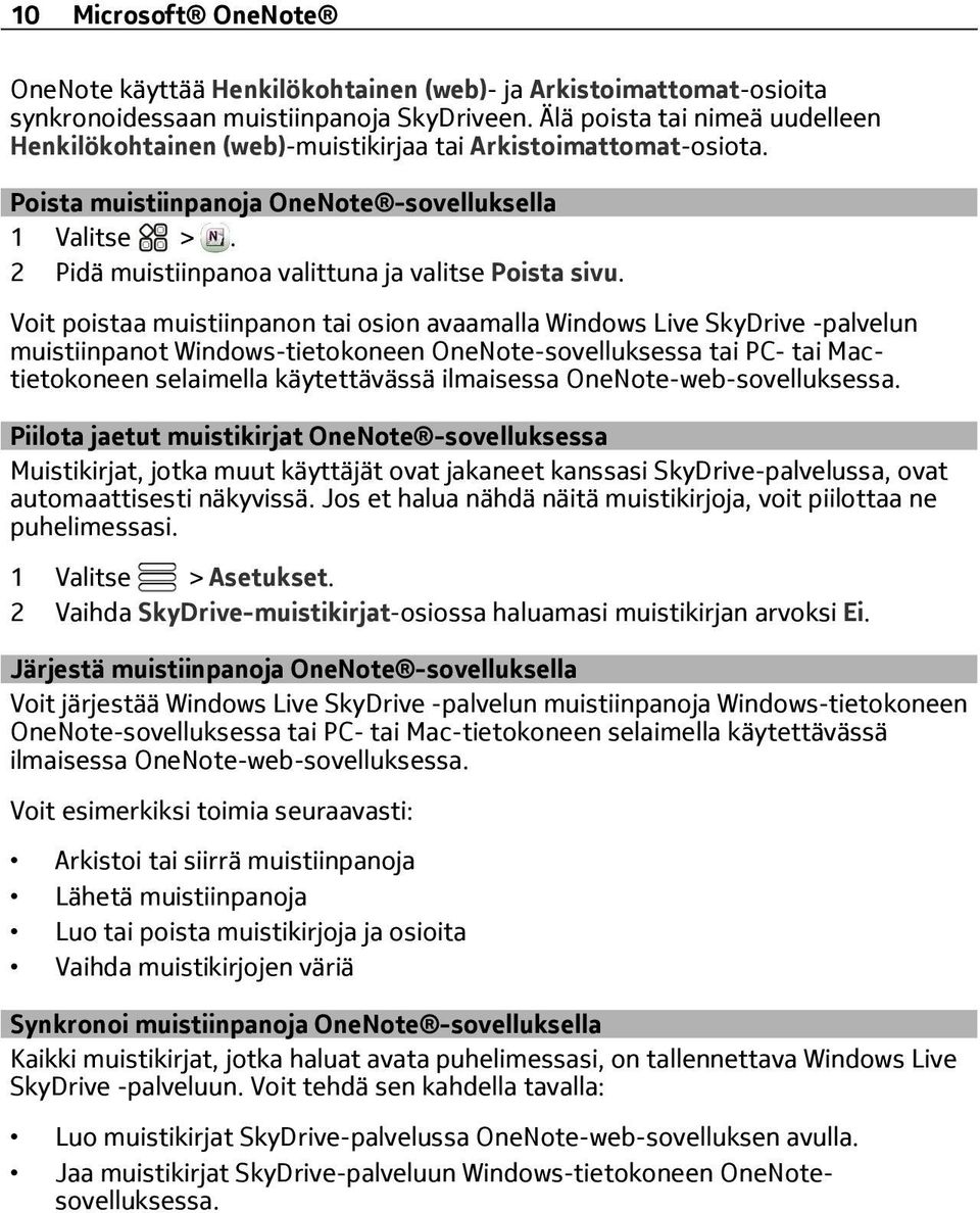 2 Pidä muistiinpanoa valittuna ja valitse Poista sivu.