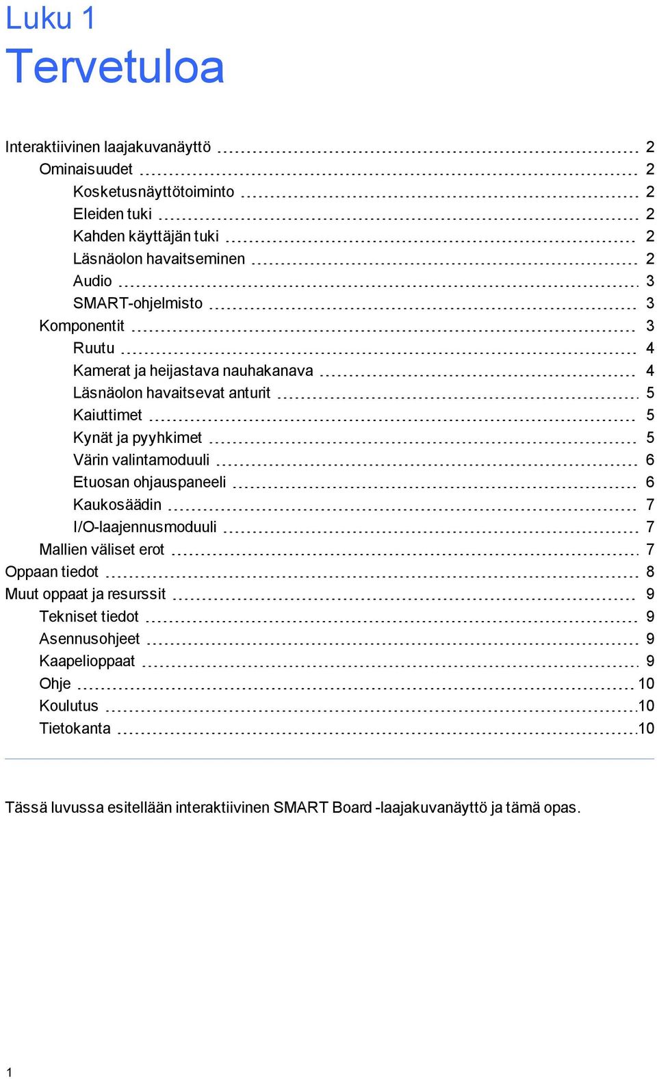 valintamoduuli 6 Etuosan ohjauspaneeli 6 Kaukosäädin 7 I/O-laajennusmoduuli 7 Mallien väliset erot 7 Oppaan tiedot 8 Muut oppaat ja resurssit 9 Tekniset