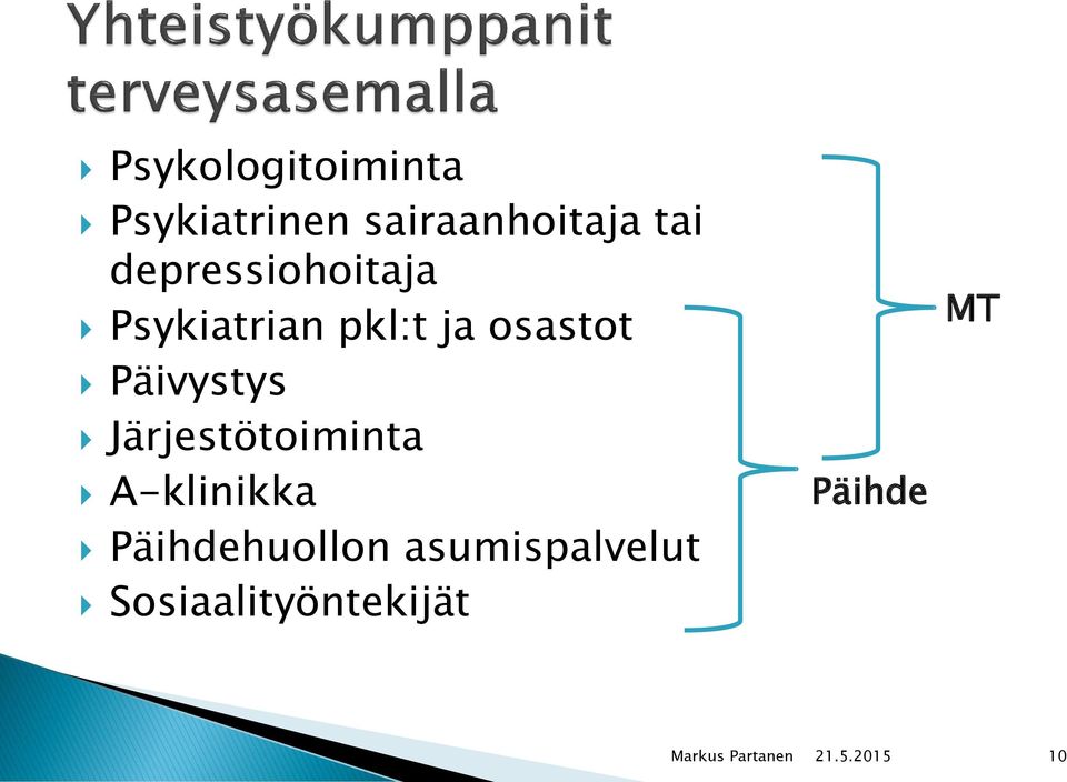 osastot Päivystys Järjestötoiminta A-klinikka