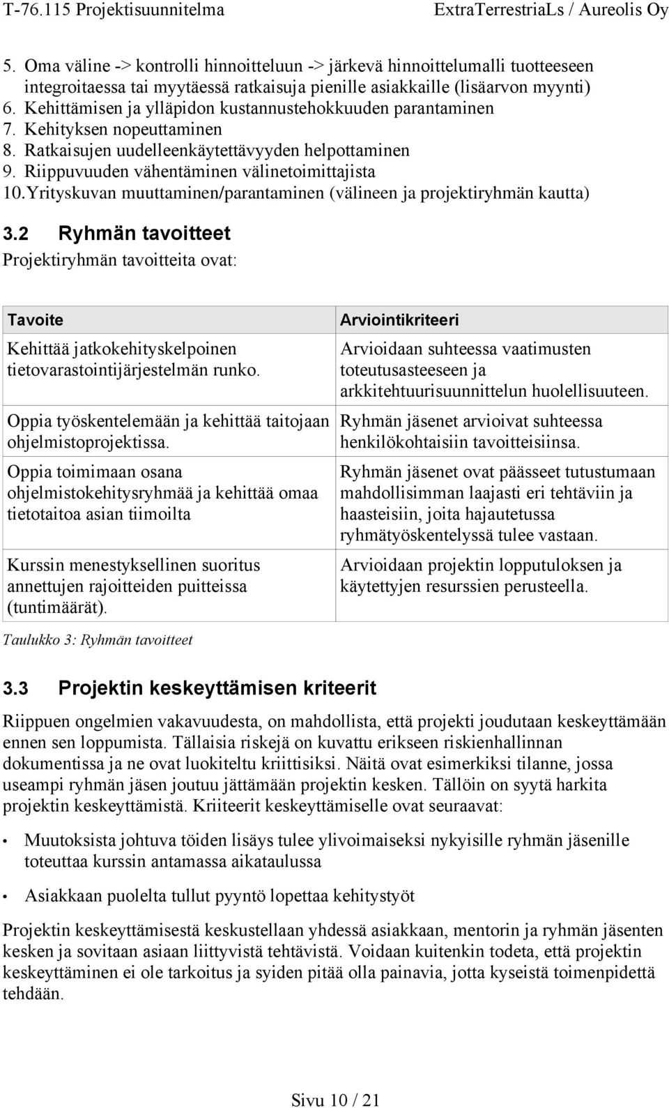 Yrityskuvan muuttaminen/parantaminen (välineen ja projektiryhmän kautta) 3.