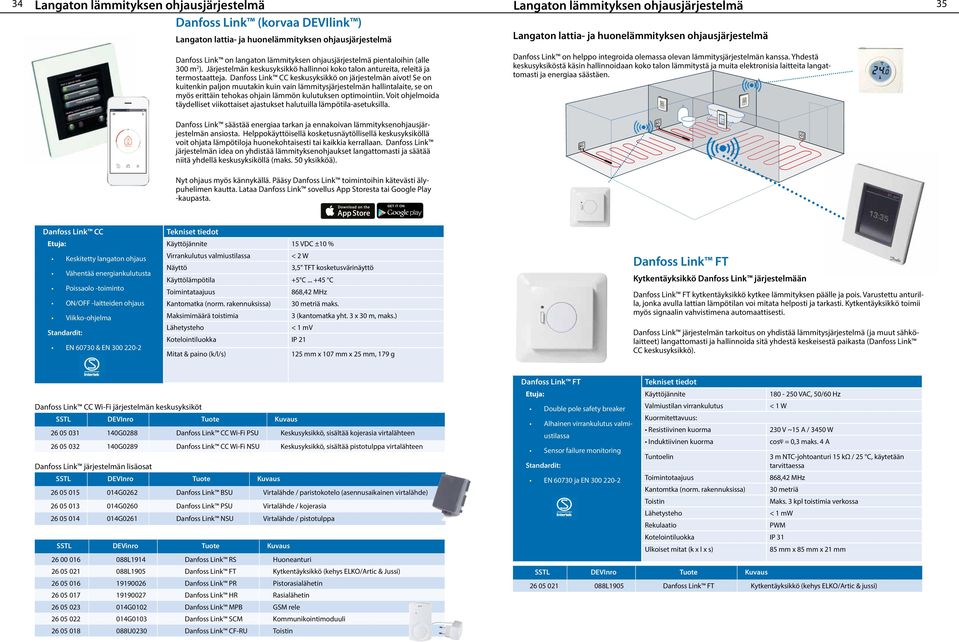 ohjausjärjestelmä 35 Danfoss Link on langaton lämmityksen ohjausjärjestelmä pientaloihin (alle 300 m 2 ).
