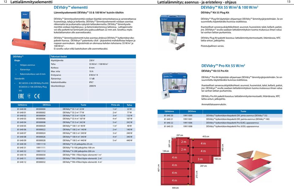 Kit 55 Plug Kit 13 DEVIdry Easy and simple installation No screed needed Fast responding Helppo asennus Noise reduction up to 17 db.