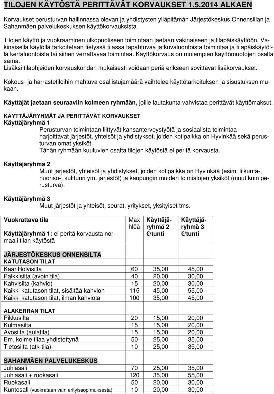 Vakinaisella käytöllä tarkoitetaan tietyssä tilassa tapahtuvaa jatkuvaluontoista toimintaa ja tilapäiskäytöllä kertaluontoista tai siihen verrattavaa toimintaa.