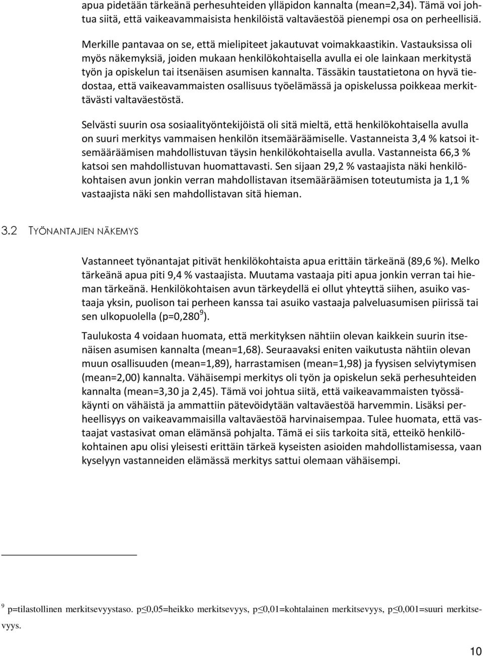 Vastauksissa oli myös näkemyksiä, joiden mukaan henkilökohtaisella avulla ei ole lainkaan merkitystä työn ja opiskelun tai itsenäisen asumisen kannalta.