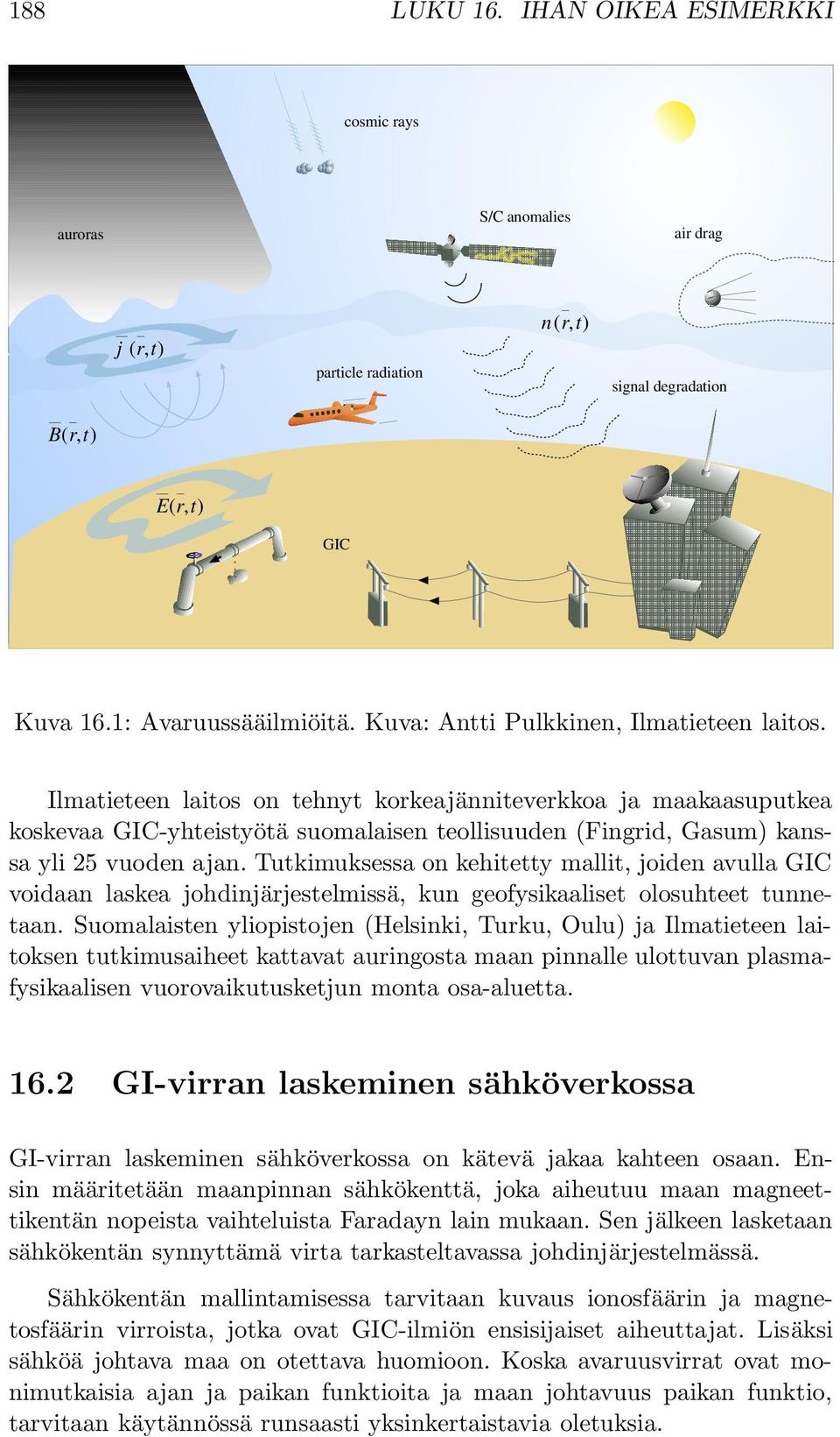 Ilmatieteen laitos on tehnyt korkeajänniteverkkoa ja maakaasuputkea koskevaa GIC-yhteistyötä suomalaisen teollisuuden (Fingrid, Gasum) kanssa yli 25 vuoden ajan.