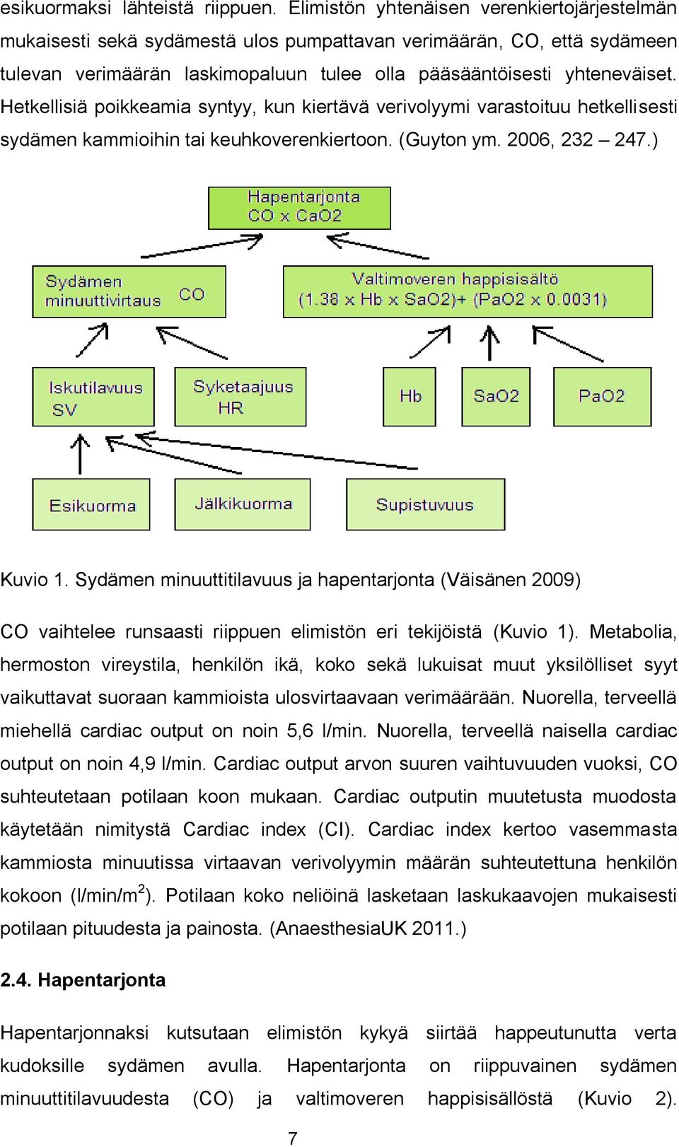 Hetkellisiä poikkeamia syntyy, kun kiertävä verivolyymi varastoituu hetkellisesti sydämen kammioihin tai keuhkoverenkiertoon. (Guyton ym. 2006, 232 247.) Kuvio 1.