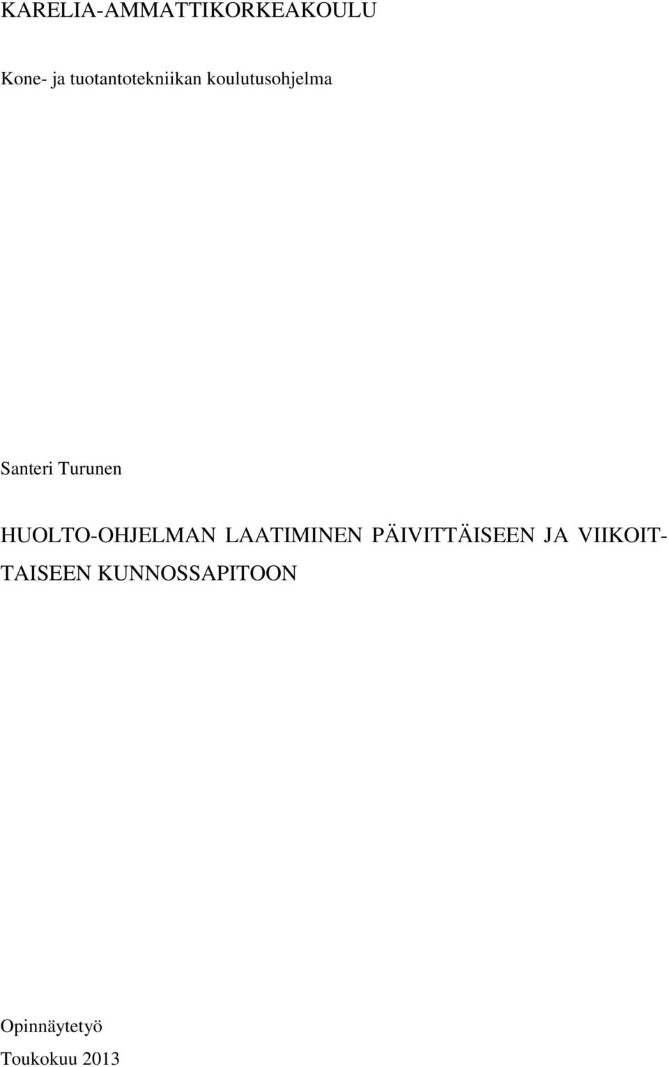 Turunen HUOLTO-OHJELMAN LAATIMINEN