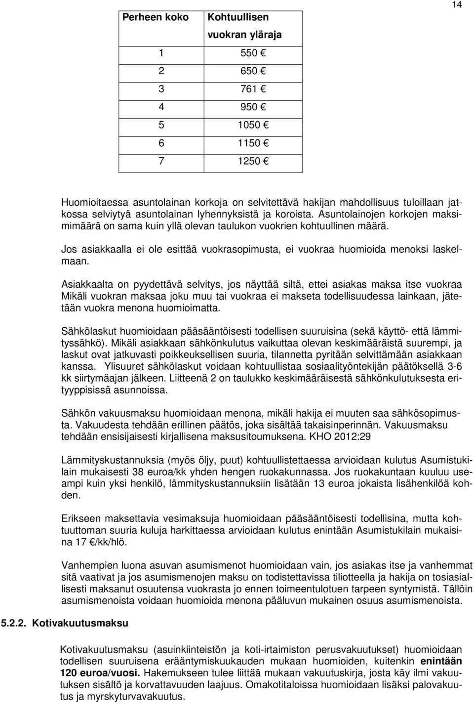 Jos asiakkaalla ei ole esittää vuokrasopimusta, ei vuokraa huomioida menoksi laskelmaan.