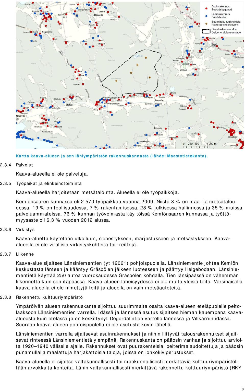 Niistä 8 % on maa- ja metsätaloudessa, 19 % on teollisuudessa, 7 % rakentamisessa, 28 % julkisessa hallinnossa ja 35 % muissa palveluammateissa.