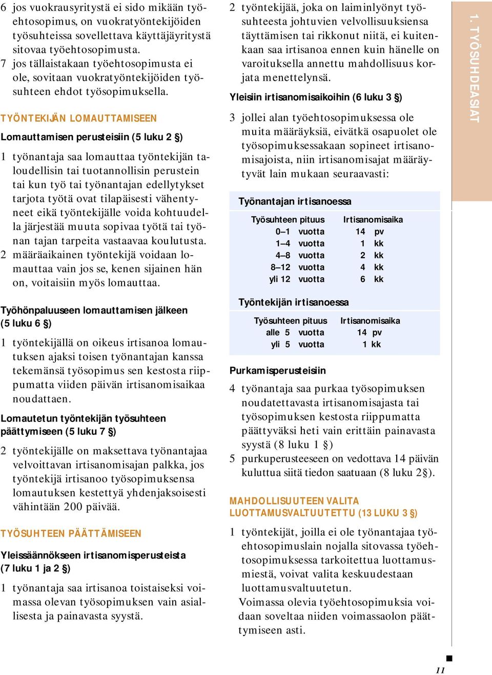 TYÖNTEKIJÄN LOMAUTTAMISEEN Lomauttamisen perusteisiin (5 luku 2 ) 1 työnantaja saa lomauttaa työntekijän taloudellisin tai tuotannollisin perustein tai kun työ tai työnantajan edellytykset tarjota