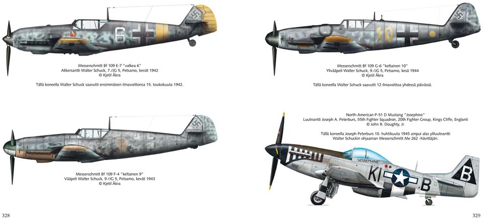 North-American P-51 D Mustang Josephine Luutnantti Joseph A. Peterburs, 55th Fighter Squadron, 20th Fighter Group, Kings Cliffe, Englanti John R. Doughty, Jr.