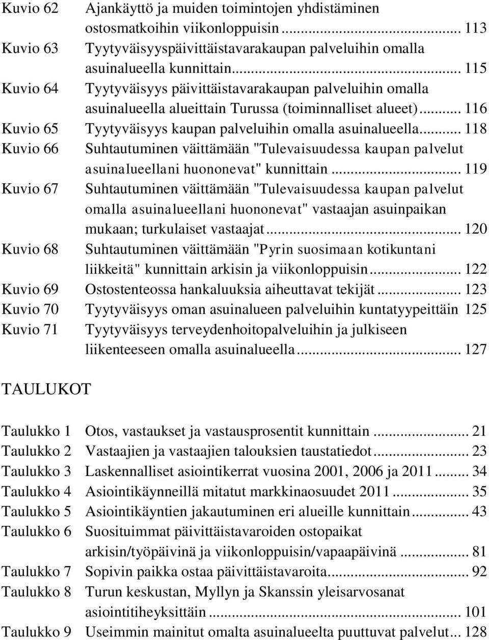 .. 118 Kuvio 66 Suhtautuminen väittämään "Tulevaisuudessa kaupan palvelut asuinalueellani huononevat" kunnittain.