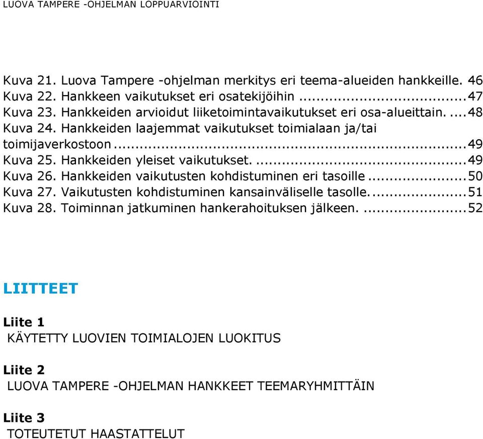 Hankkeiden yleiset vaikutukset.... 49 Kuva 26. Hankkeiden vaikutusten kohdistuminen eri tasoille... 50 Kuva 27. Vaikutusten kohdistuminen kansainväliselle tasolle.