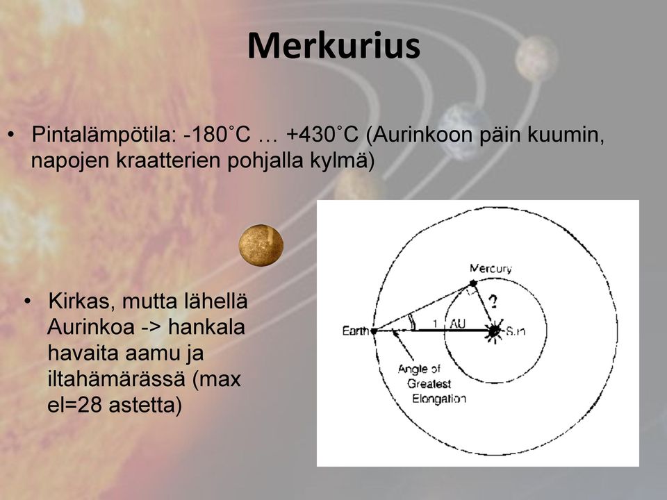 pohjalla kylmä) Kirkas, mutta lähellä Aurinkoa