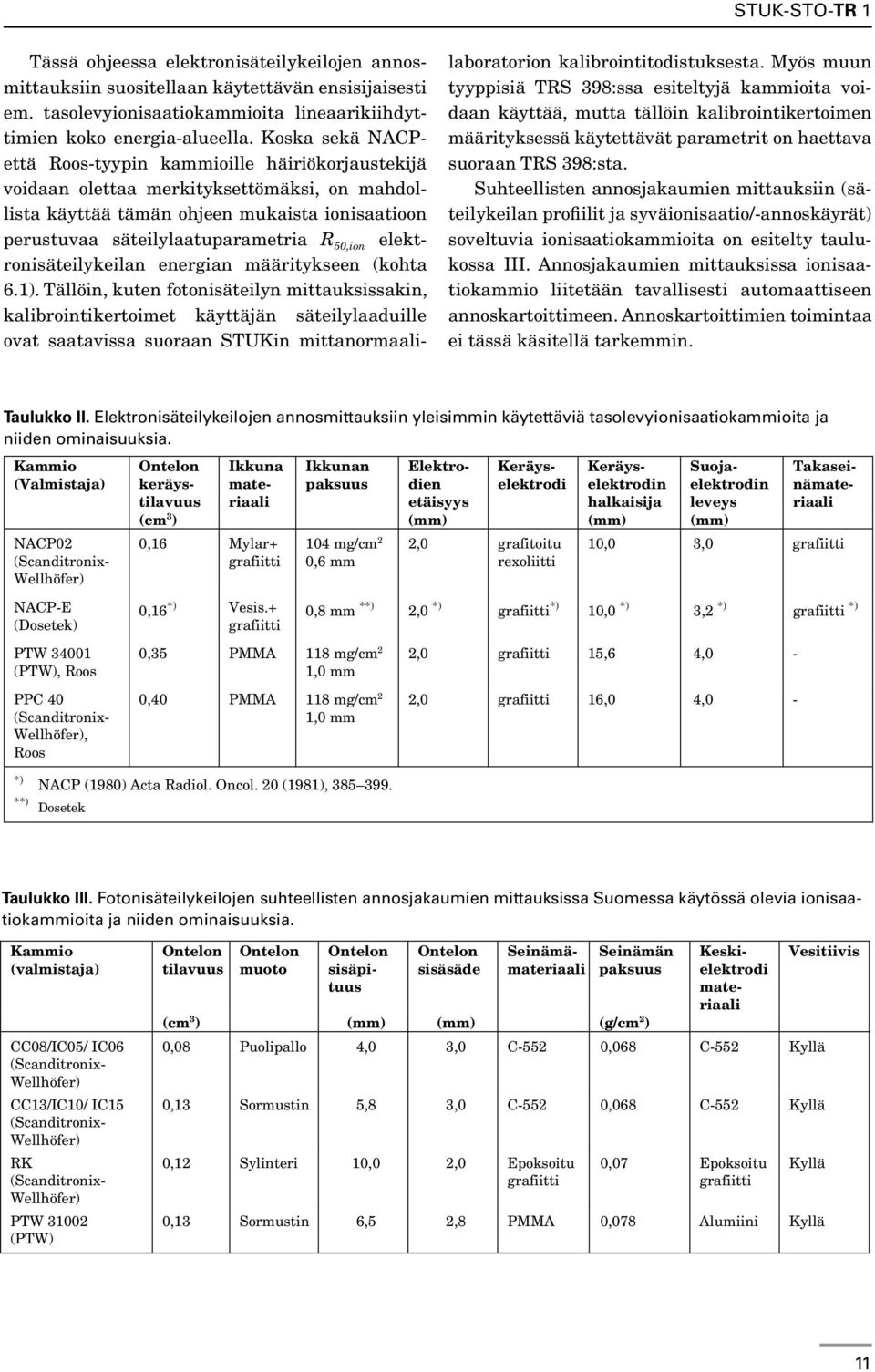 elektronisäteilykeilan energian määritykseen (kohta 6.1).