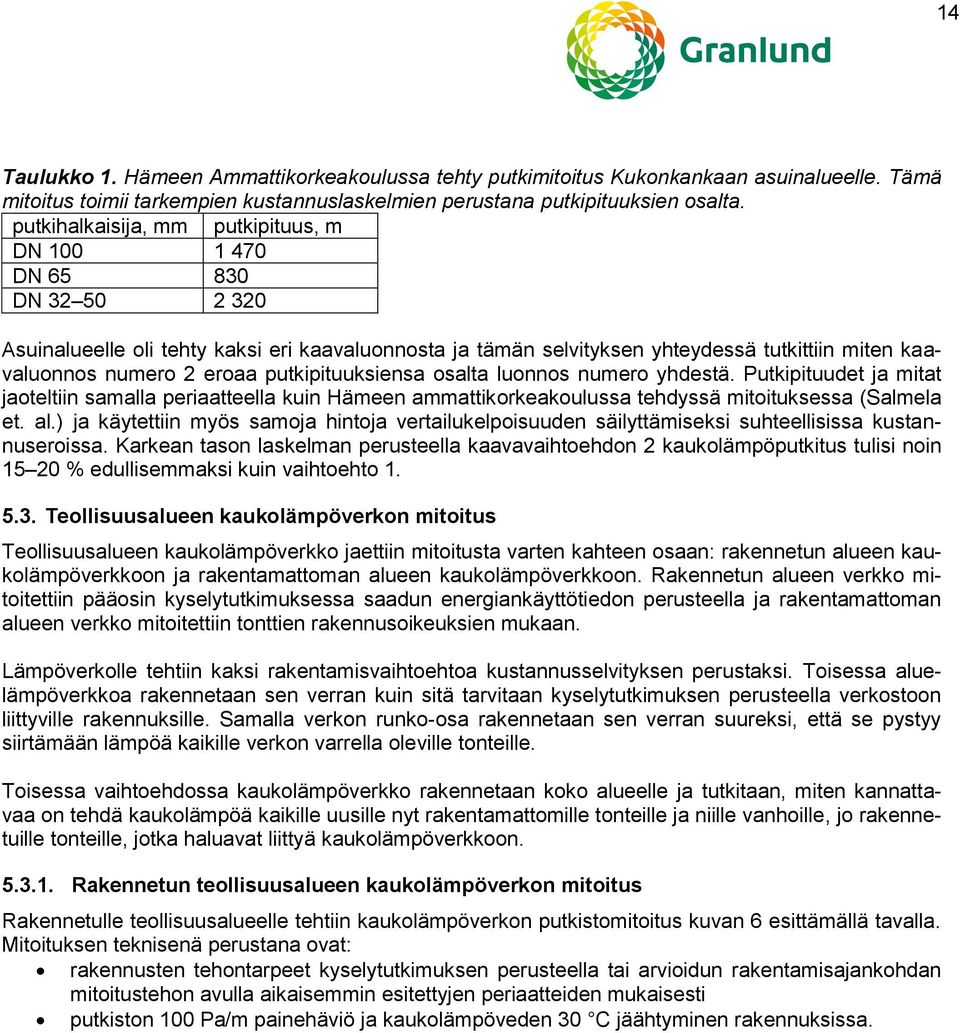 putkipituuksiensa osalta luonnos numero yhdestä. Putkipituudet ja mitat jaoteltiin samalla periaatteella kuin Hämeen ammattikorkeakoulussa tehdyssä mitoituksessa (Salmela et. al.