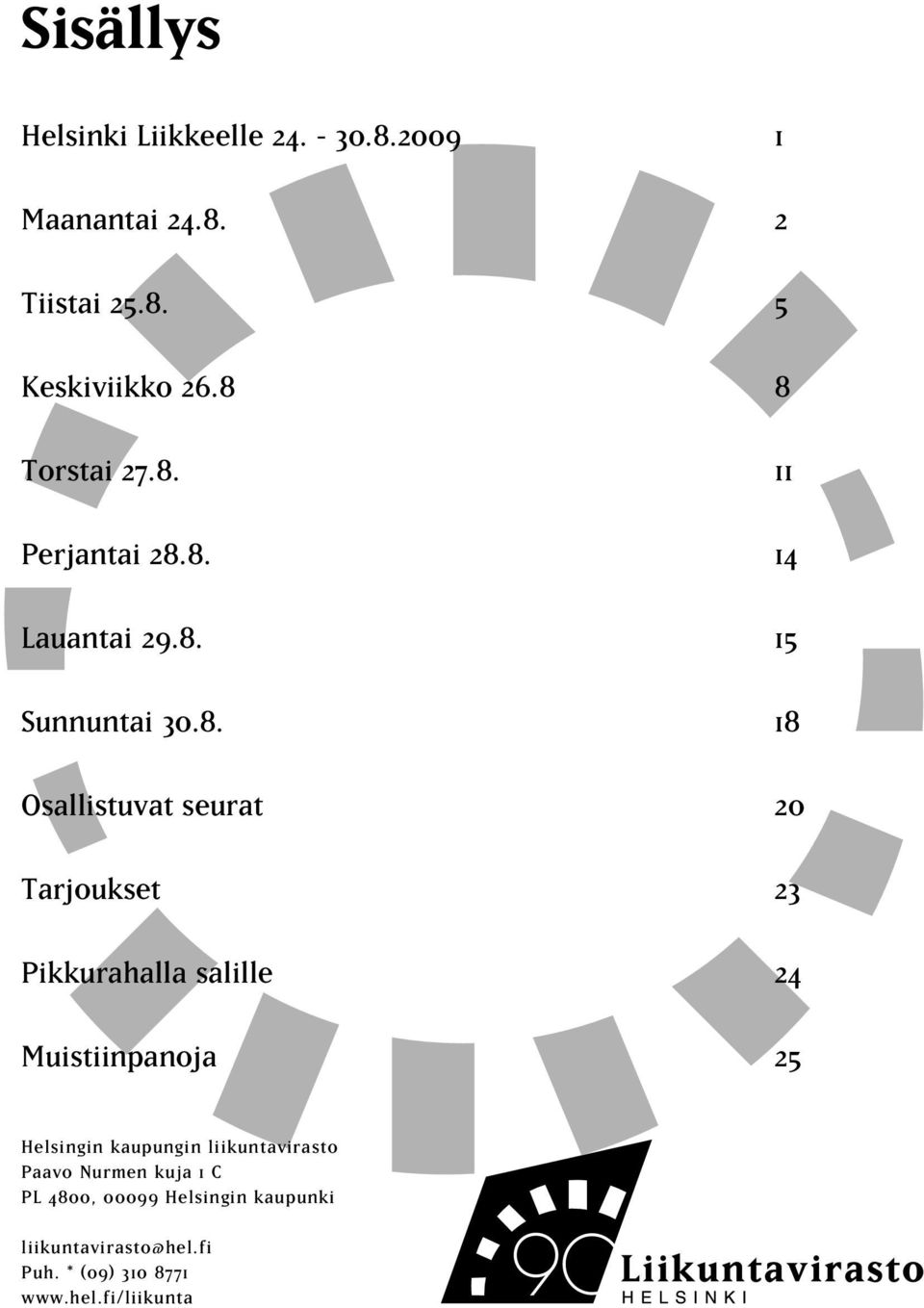 Tarjoukset 23 Pikkurahalla salille 24 Muistiinpanoja 25 Helsingin kaupungin liikuntavirasto Paavo