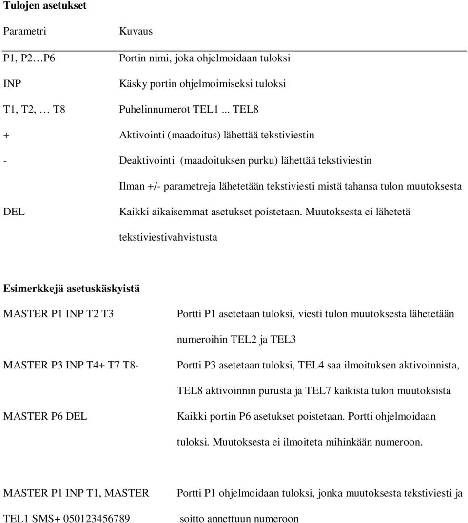 Kaikki aikaisemmat asetukset poistetaan.