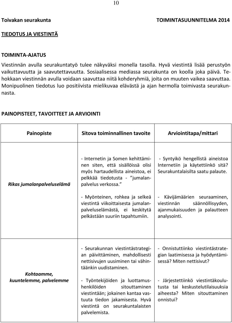 Monipuolinen tiedotus luo positiivista mielikuvaa elävästä ja ajan hermolla toimivasta seurakunnasta.