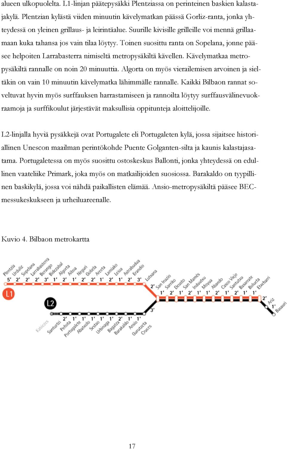 Suurille kivisille grilleille voi mennä grillaamaan kuka tahansa jos vain tilaa löytyy. Toinen suosittu ranta on Sopelana, jonne pääsee helpoiten Larrabasterra nimiseltä metropysäkiltä kävellen.