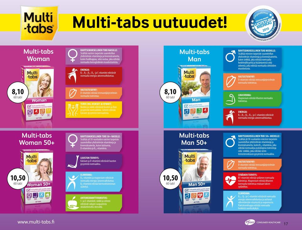 foolihappoa, sekä rautaa, joka edistää normaalia hemoglobiinin muodostumista. ENERGIA: B 1-, B 2-, B 6-, B 12- ja C-vitamiini edistävät normaalia energia-aineenvaihduntaa.