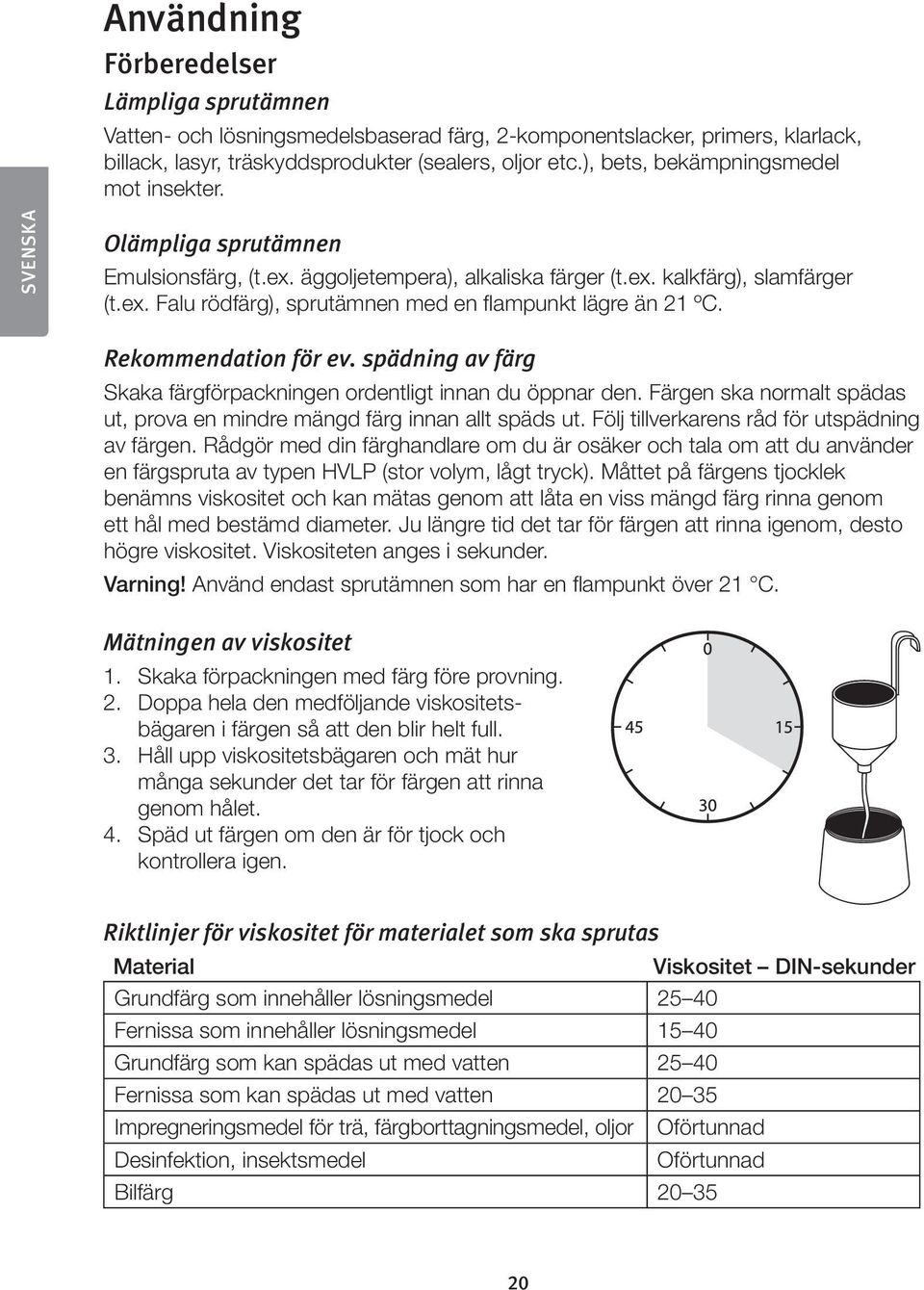 Rekommendation för ev. spädning av färg Skaka färgförpackningen ordentligt innan du öppnar den. Färgen ska normalt spädas ut, prova en mindre mängd färg innan allt späds ut.