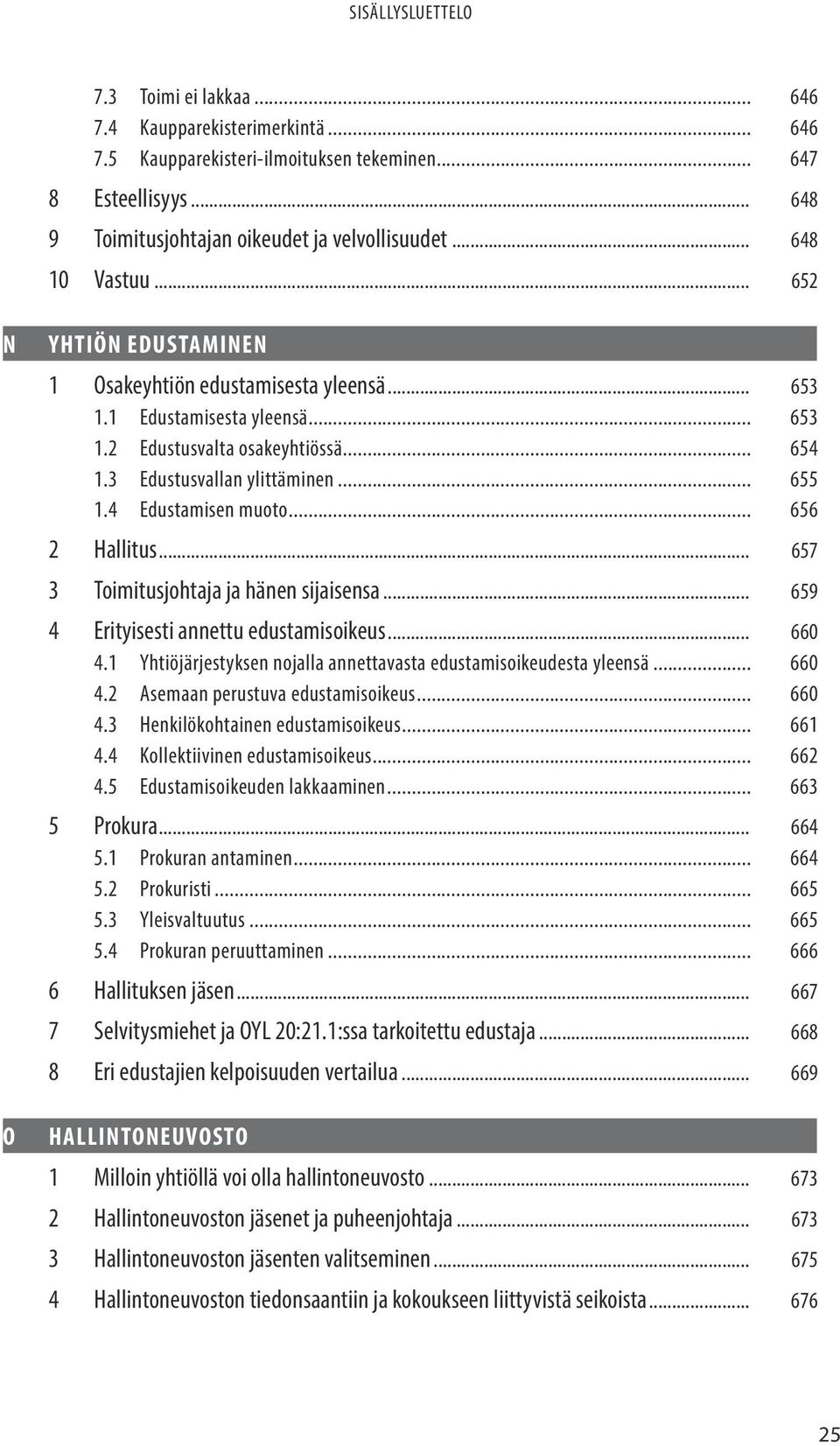 4 Edustamisen muoto... 656 2 Hallitus... 657 3 Toimitusjohtaja ja hänen sijaisensa... 659 4 Erityisesti annettu edustamisoikeus... 660 4.