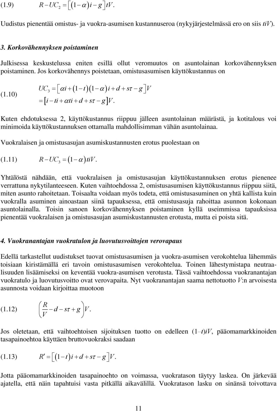 10) 3 ( 1 )( 1 ) [ α τ ] UC = αi + t α i + d + sτ g V = i ti+ ti+ d + s g V.