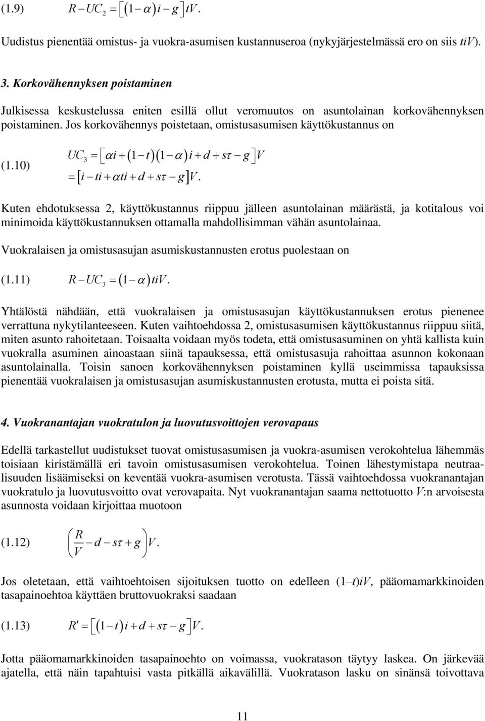 10) 3 ( 1 )( 1 ) [ α τ ] UC = αi + t α i + d + sτ g V = i ti+ ti+ d + s g V.