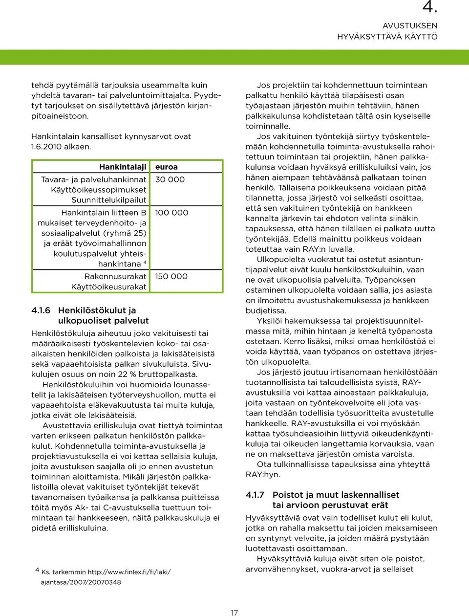 Hankintalaji euroa Tavara- ja palveluhankinnat 30 000 Käyttöoikeussopimukset Suunnittelukilpailut Hankintalain liitteen B 100 000 mukaiset terveydenhoito- ja sosiaalipalvelut (ryhmä 25) ja eräät