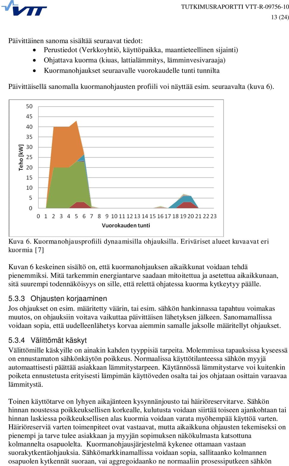 Eriväriset alueet kuvaavat eri kuormia [7] Kuvan 6 keskeinen sisältö on, että kuormanohjauksen aikaikkunat voidaan tehdä pienemmiksi.