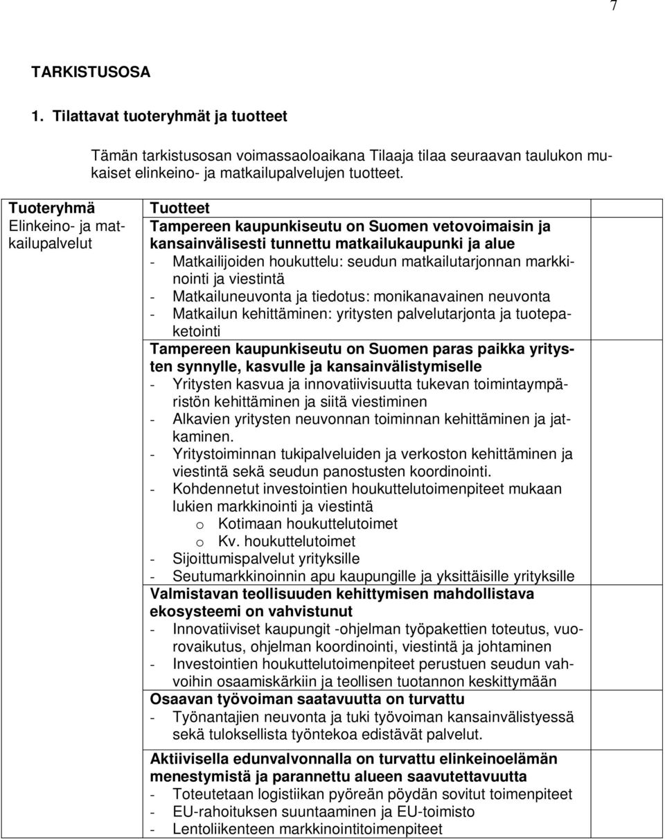 matkailutarjonnan markkinointi ja viestintä - Matkailuneuvonta ja tiedotus: monikanavainen neuvonta - Matkailun kehittäminen: yritysten palvelutarjonta ja tuotepaketointi Tampereen kaupunkiseutu on