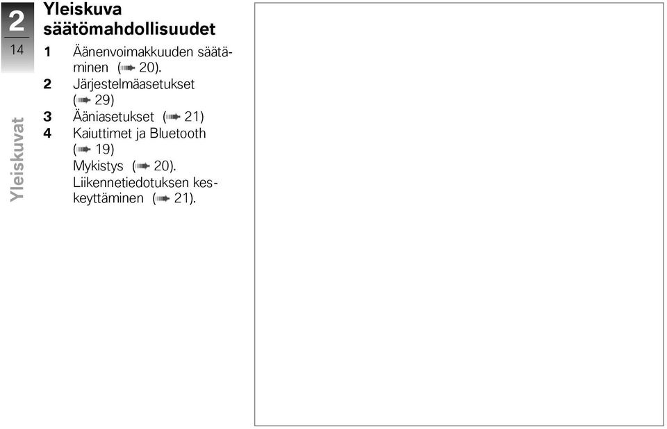 2 Järjestelmäasetukset ( 29) 3 Ääniasetukset ( 21) 4