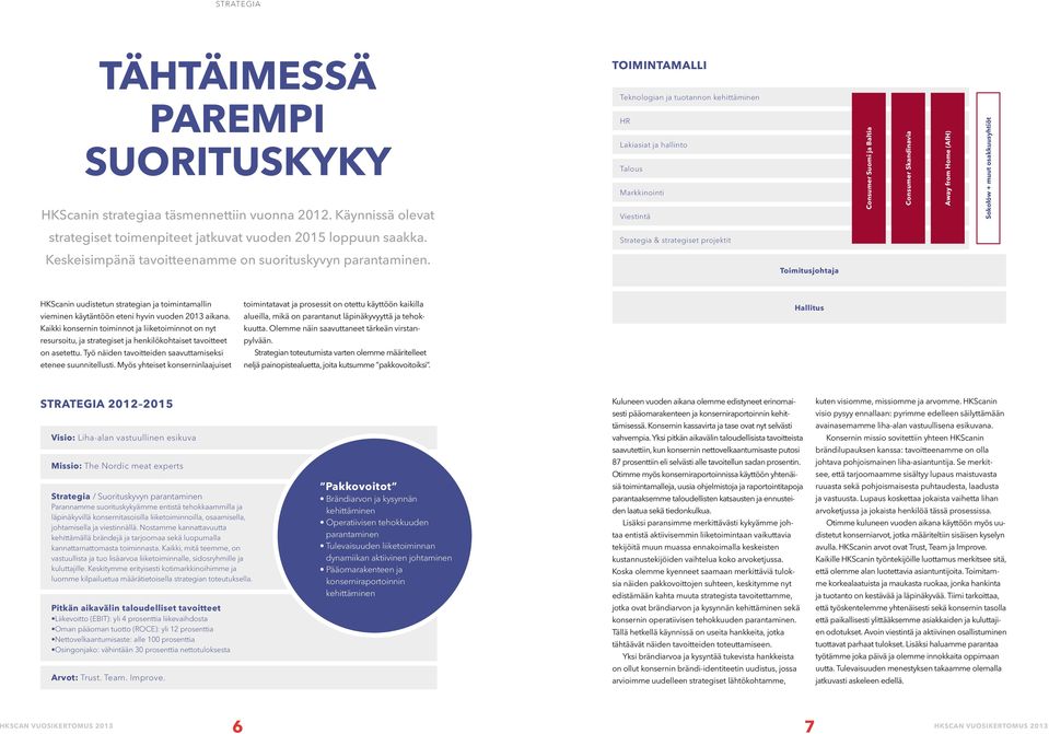 + muut osakkuusyhtiöt strategiset toimenpiteet jatkuvat vuoden 2015 loppuun saakka. Strategia & strategiset projektit Keskeisimpänä tavoitteenamme on suorituskyvyn parantaminen.