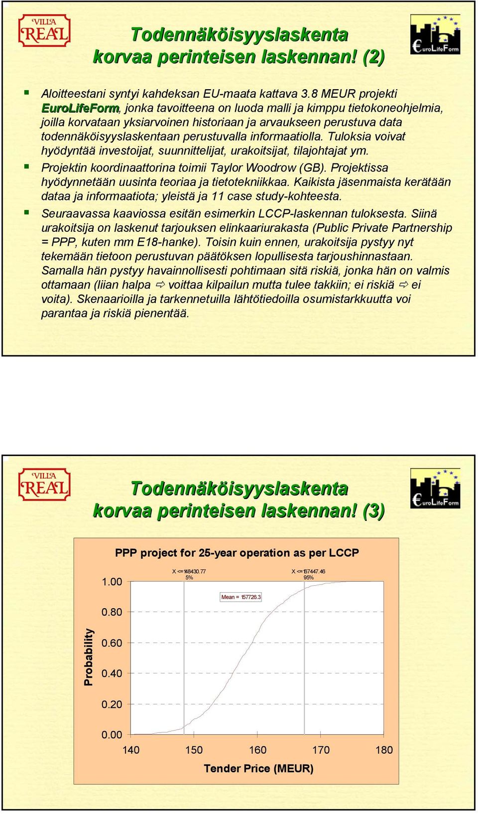 informaatiolla. Tuloksia voivat hyödyntää investoijat, suunnittelijat, urakoitsijat, tilajohtajat ym. Projektin koordinaattorina toimii Taylor Woodrow (GB).